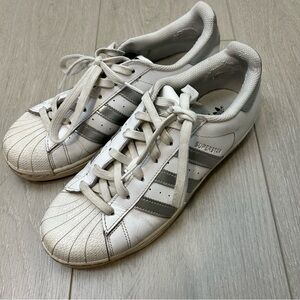 Adidas Superstar Silver and White Sneakers Womens 7.5